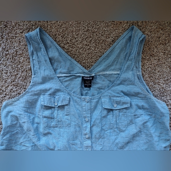 Torrid Blue Sleeveless Bottom Down Tank Top - Picture 2 of 12